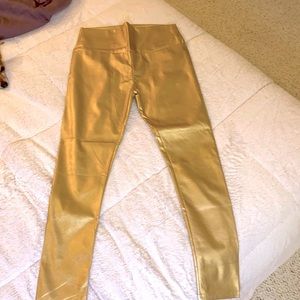 Matte gold faux leather leggings